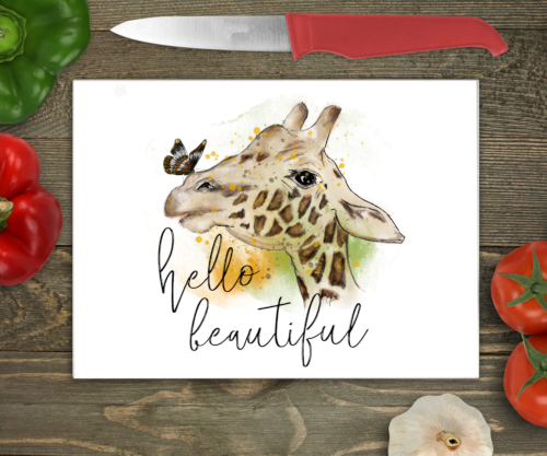 Giraffe Large Glass Chopping Board - Hello Beautiful